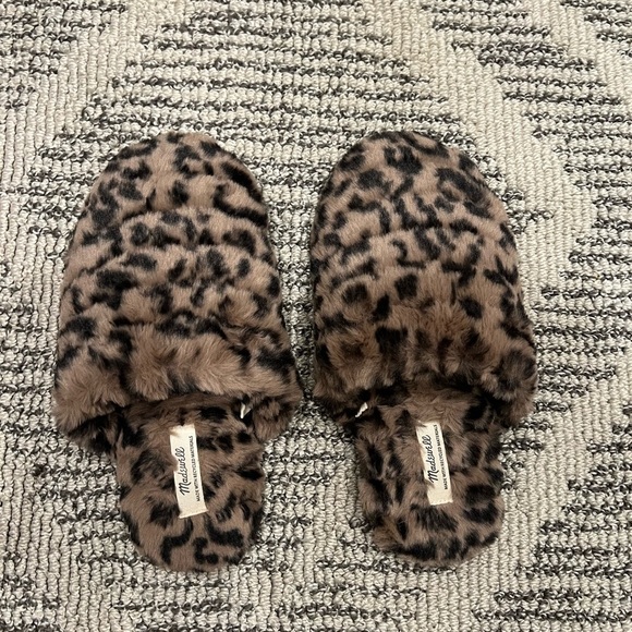 Madewell Cheetah Leopard Animal print Faux Fur slippers - Picture 3 of 5